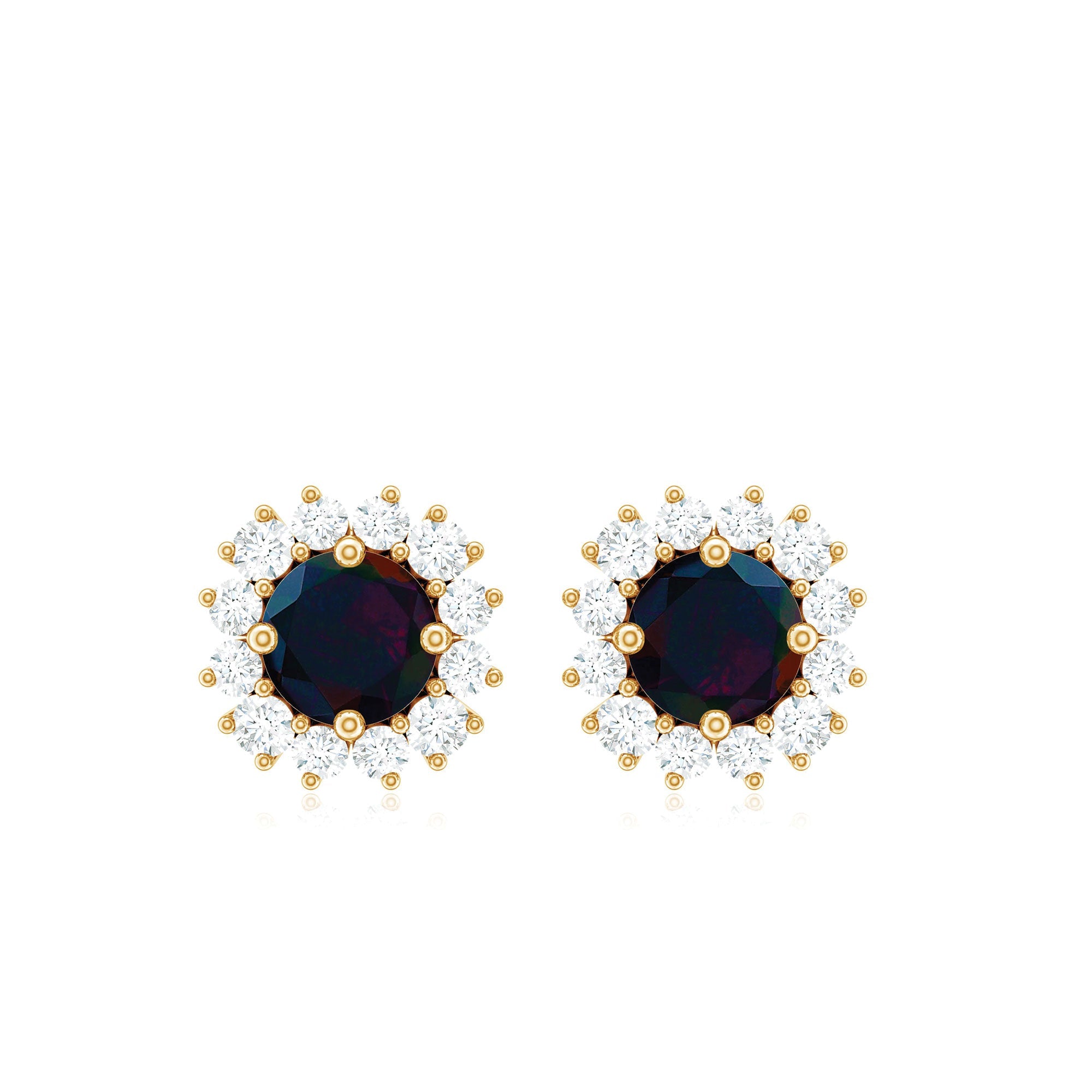 Genuine Black Opal Diamond Earrings with Screw Back