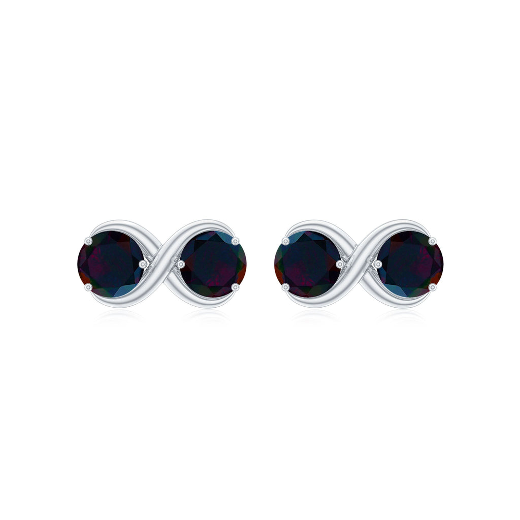 Natural 2 Stone Black Opal Infinity Earrings with Screw Back