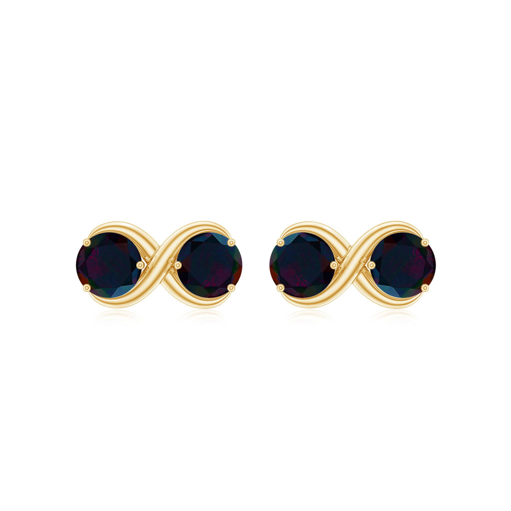 Natural 2 Stone Black Opal Infinity Earrings with Screw Back