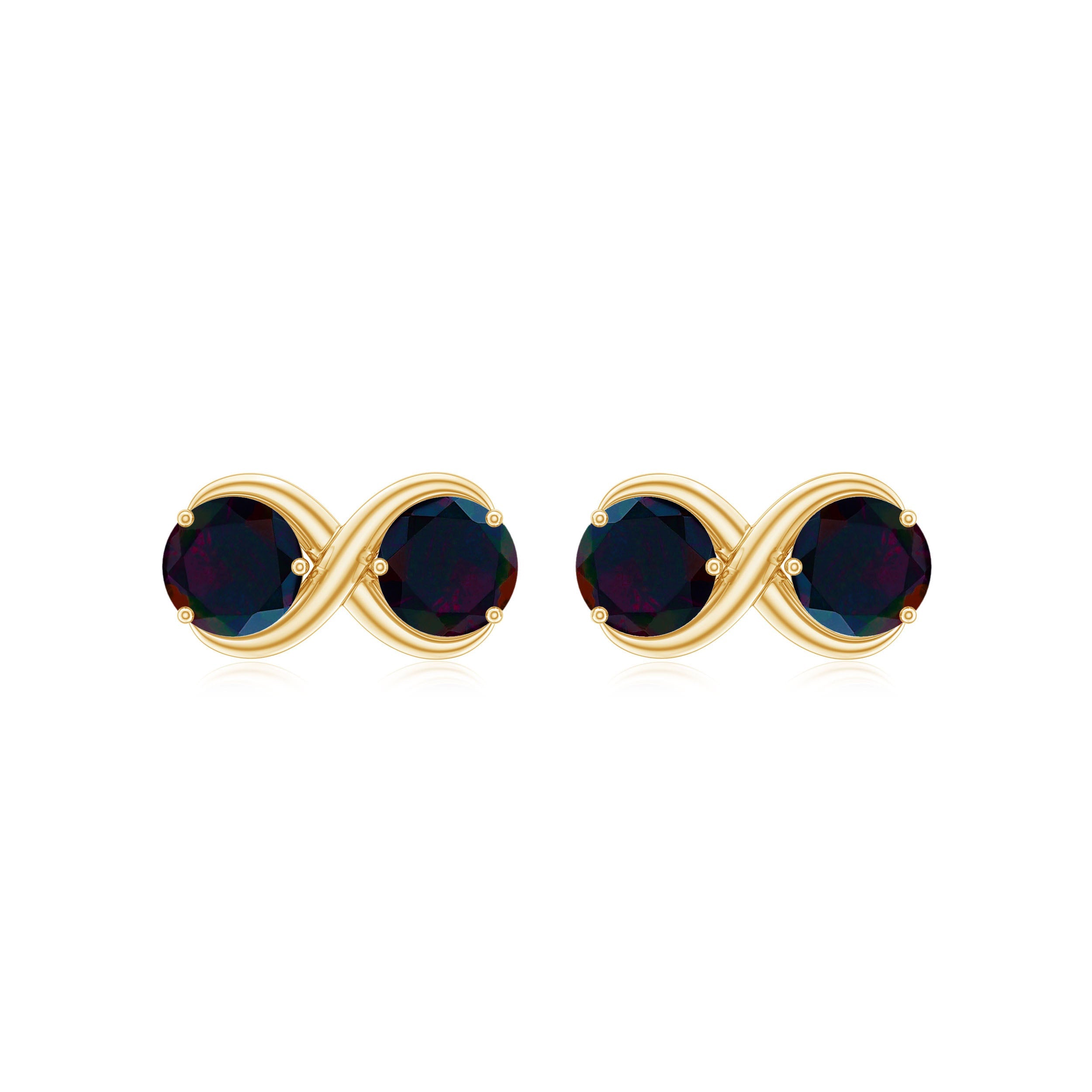 Natural 2 Stone Black Opal Infinity Earrings with Screw Back