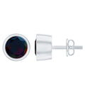 Natural October Birthstone Black Opal Earrings with Screw Back