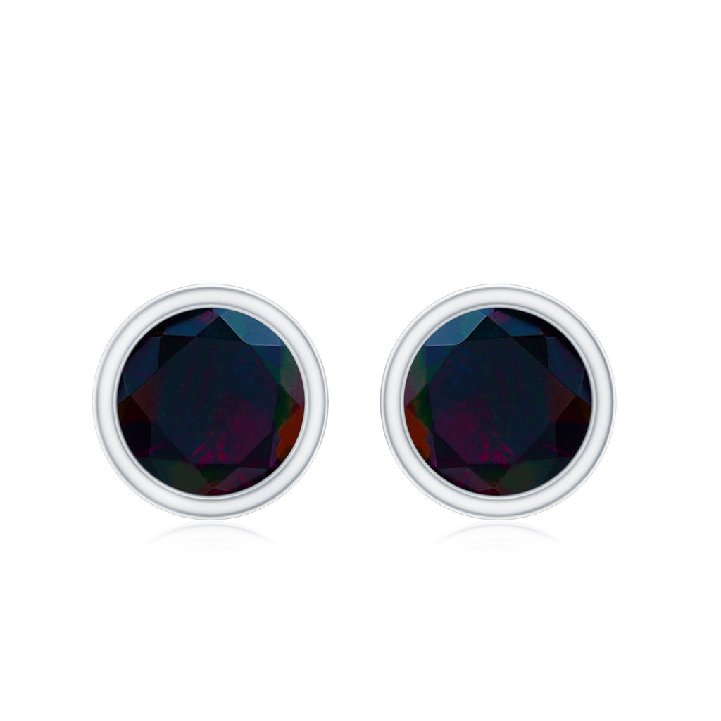 Natural October Birthstone Black Opal Earrings with Screw Back