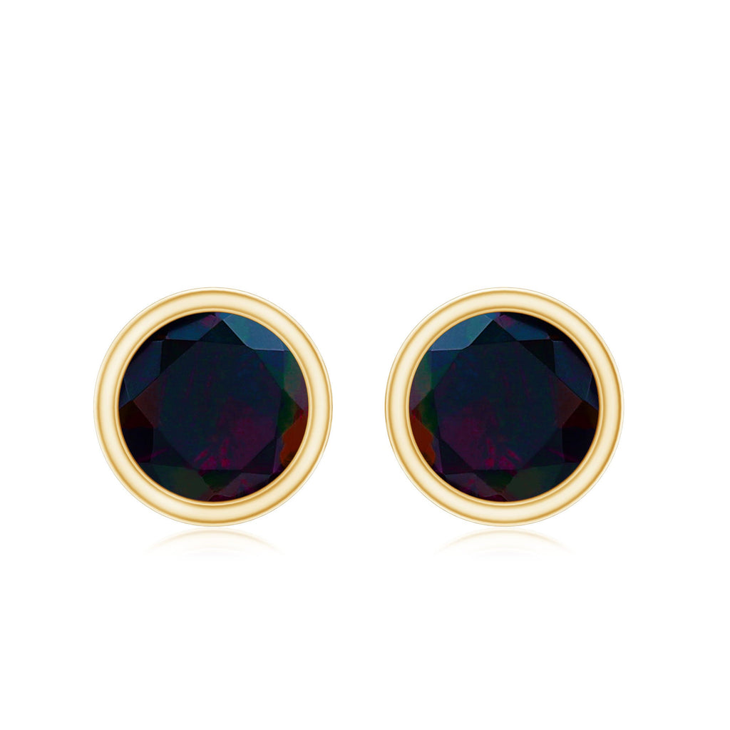Natural October Birthstone Black Opal Earrings with Screw Back