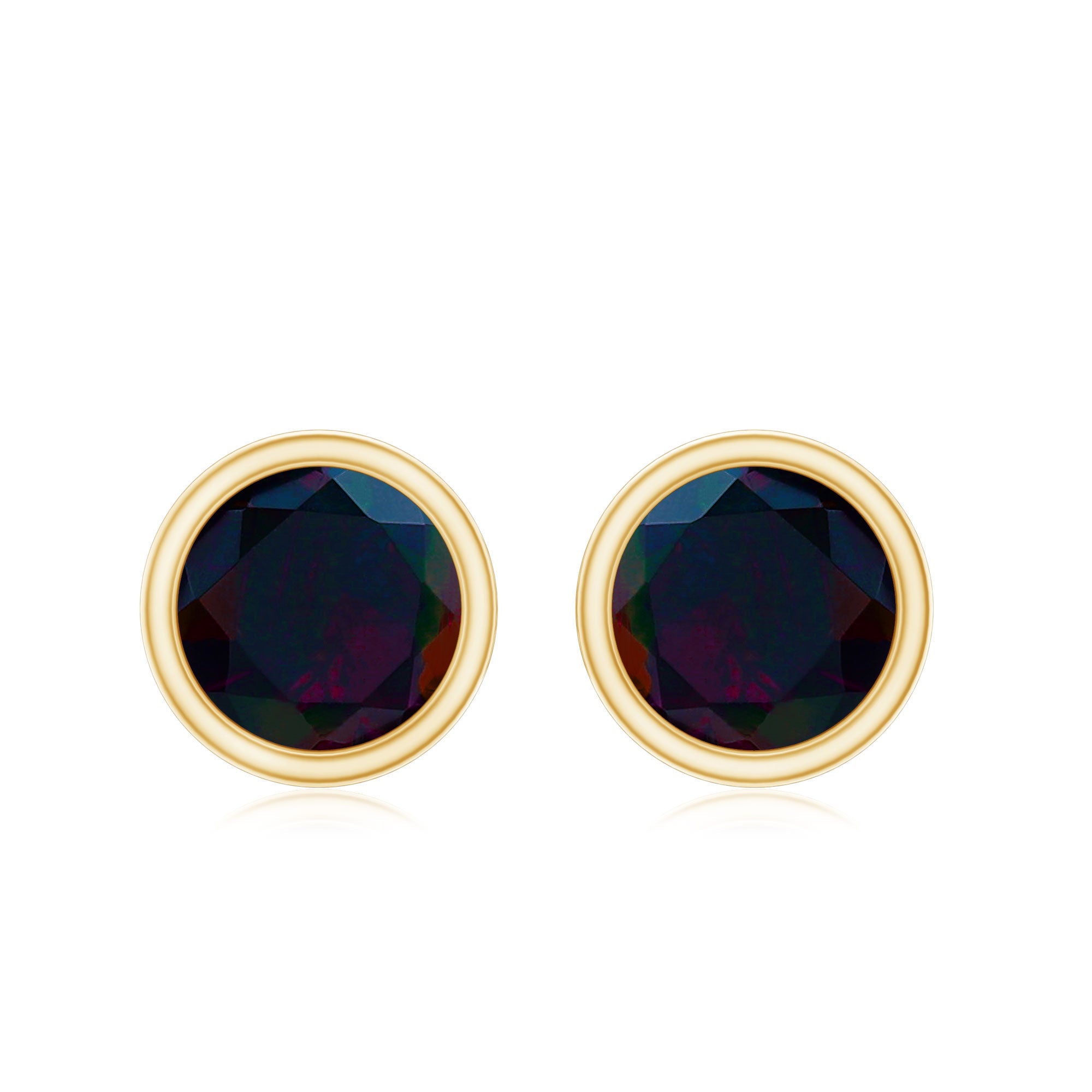 Natural October Birthstone Black Opal Earrings with Screw Back