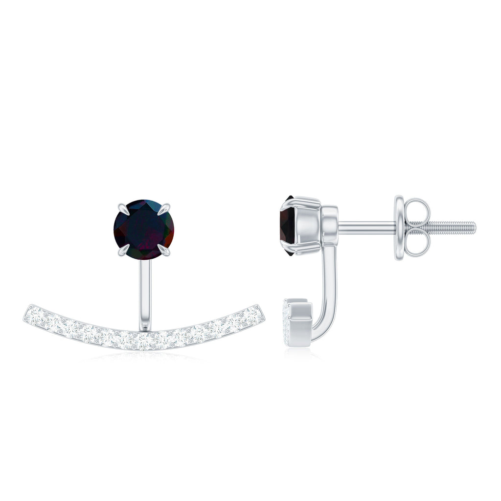 Classic Jacket Earrings with Black Opal and Diamond