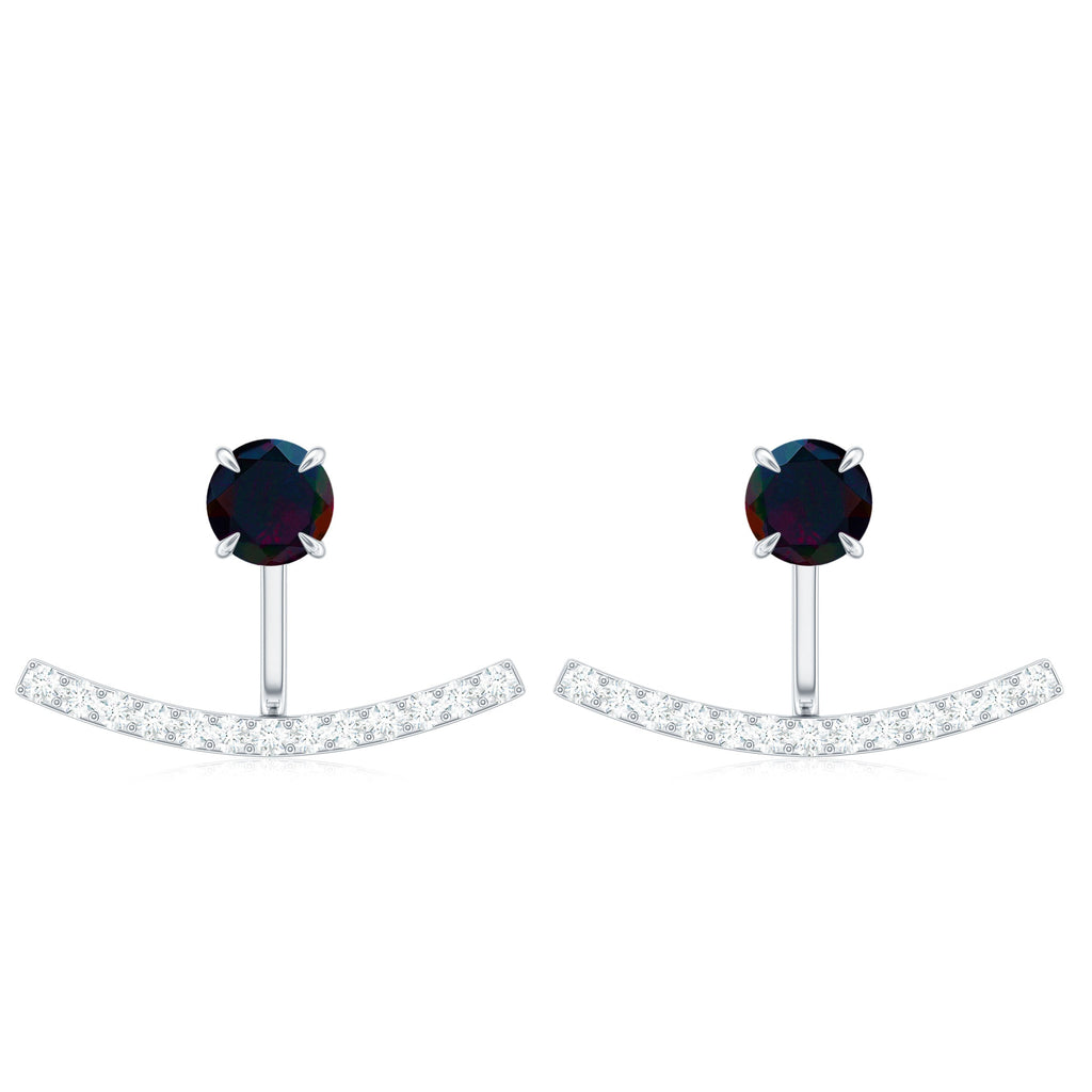 Classic Jacket Earrings with Black Opal and Diamond