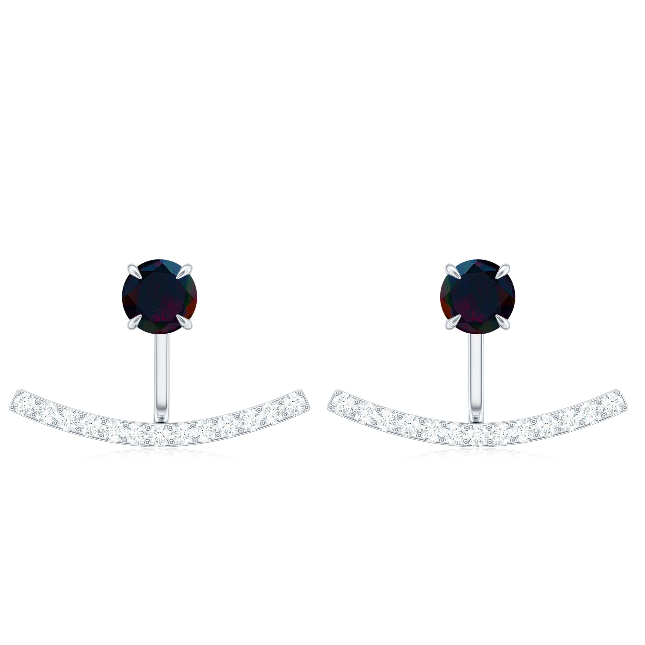 Classic Jacket Earrings with Black Opal and Diamond