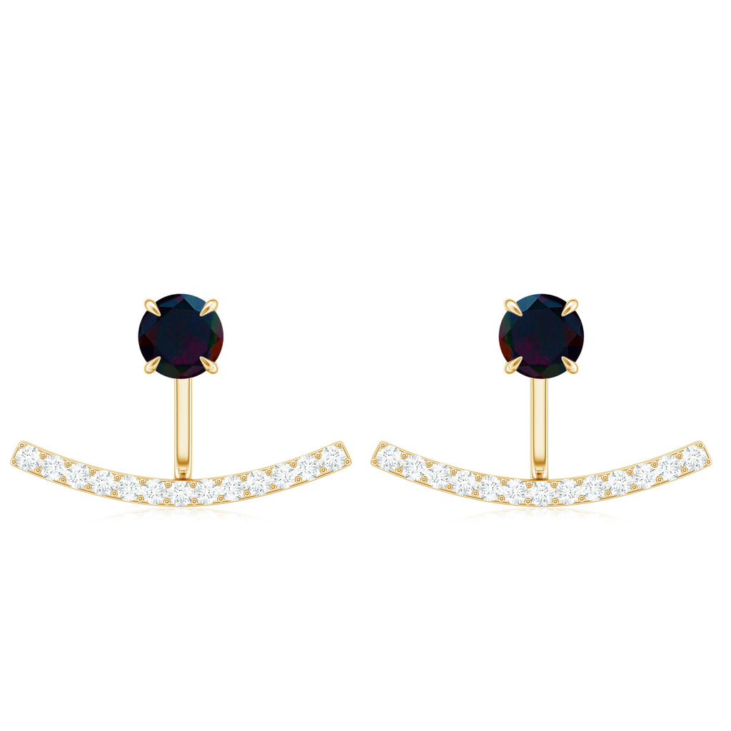 Classic Jacket Earrings with Black Opal and Diamond