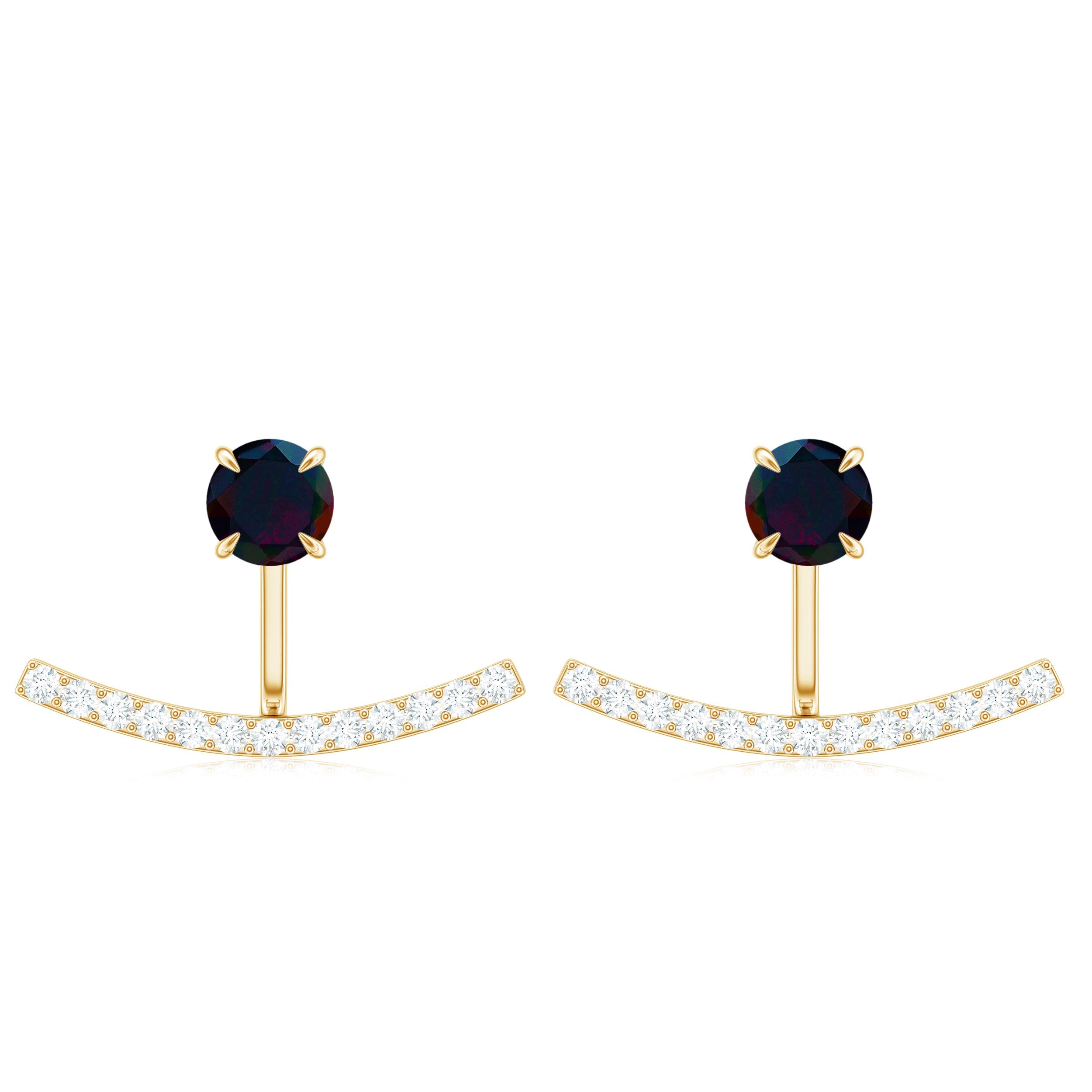 Classic Jacket Earrings with Black Opal and Diamond