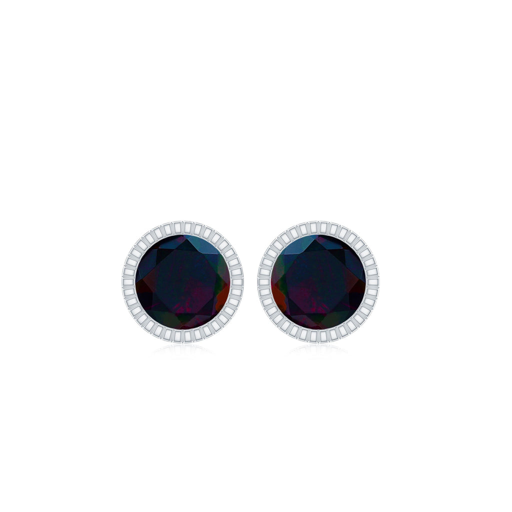 Natural Black Opal October Birthstone Earrings with Screw Back