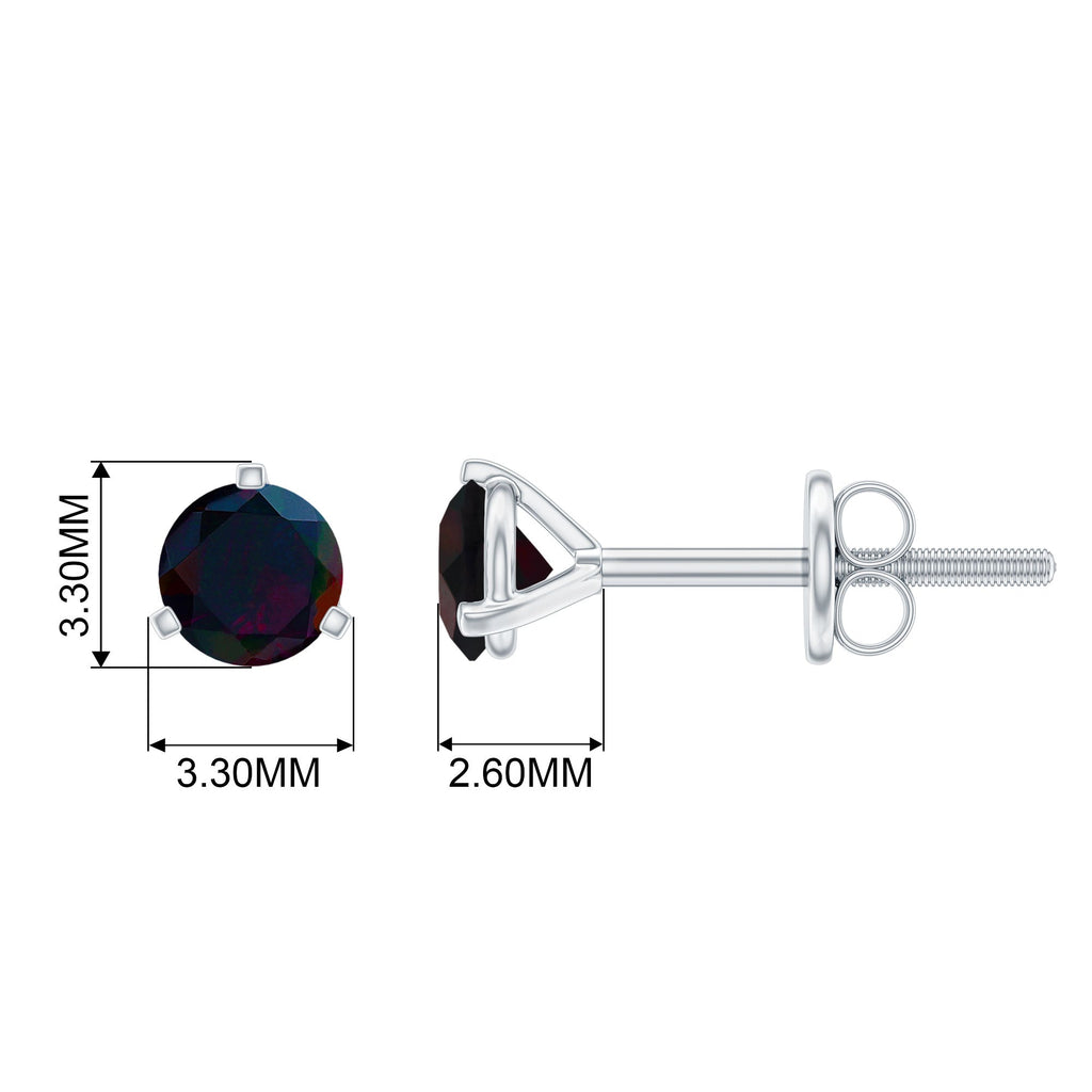 Solitaire Real Black Opal Martini Stud Earrings