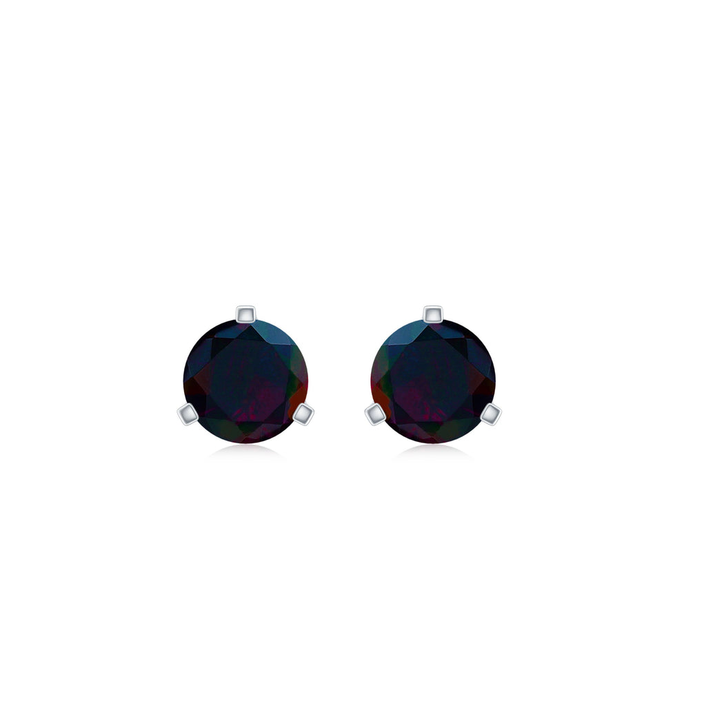 Solitaire Real Black Opal Martini Stud Earrings