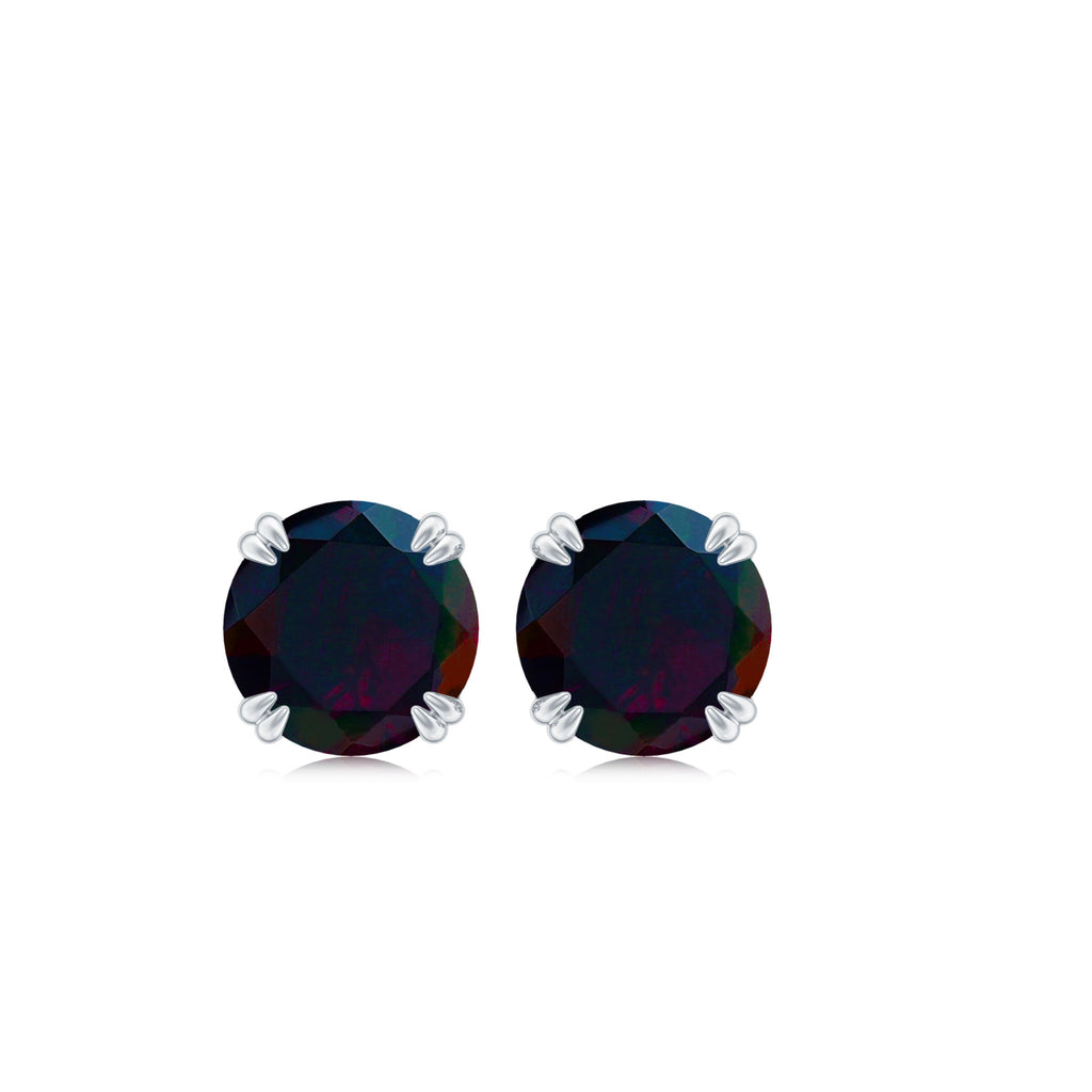 0.9 Carat Natural Black Opal Solitaire Stud Earrings with Screw Back