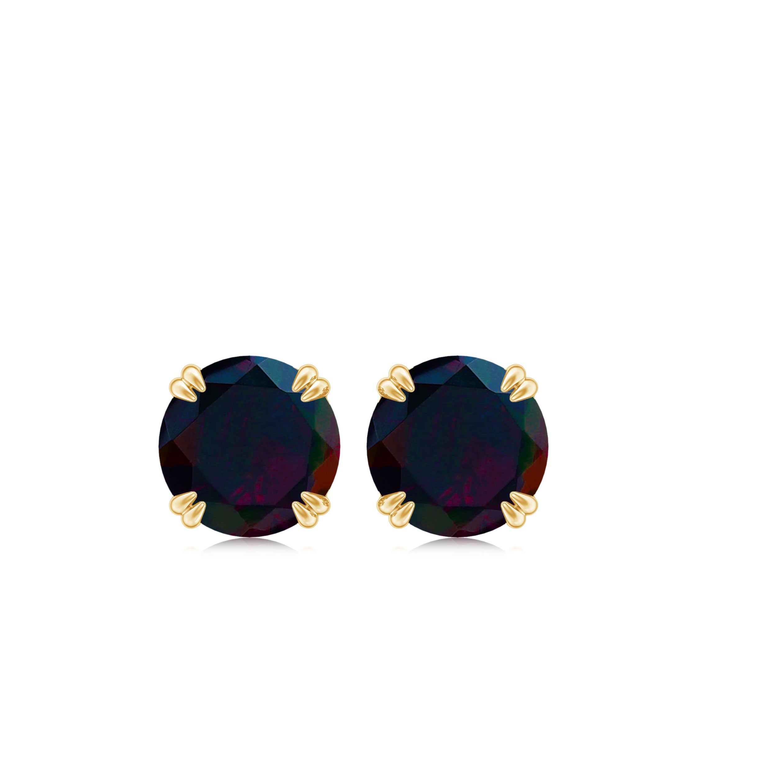 0.9 Carat Natural Black Opal Solitaire Stud Earrings with Screw Back