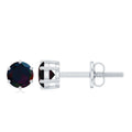 0.9 Carat Round Shape Black Opal Solitaire Stud Earrings