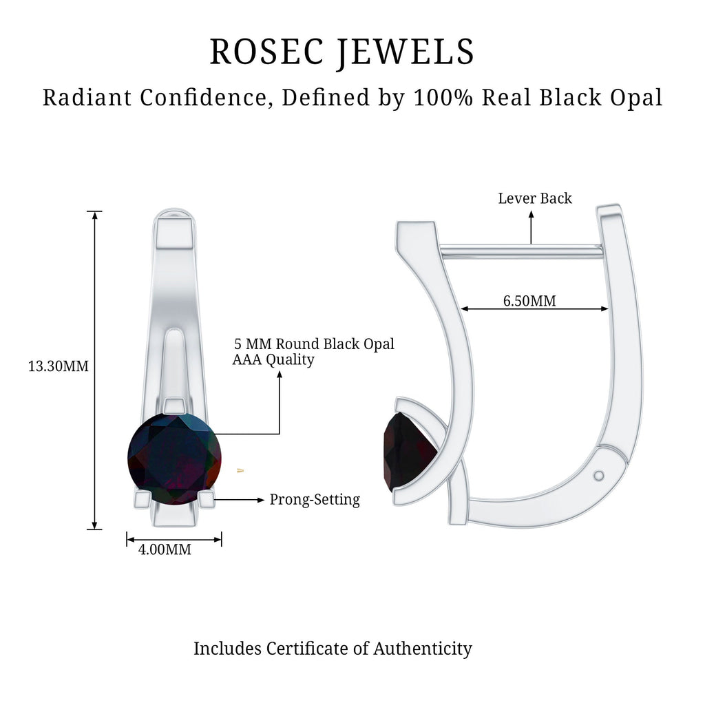 0.9 Carat Round Cut Black Opal J Hoop Earrings for Women