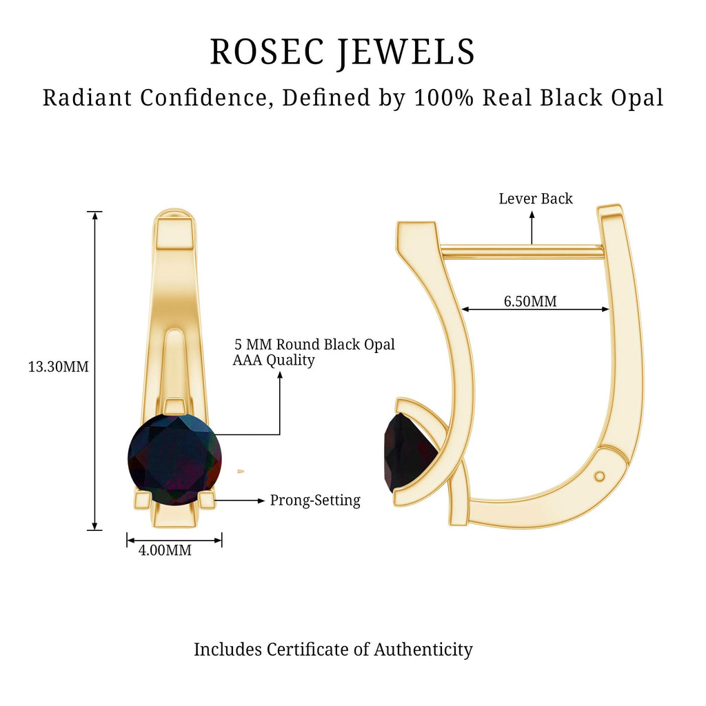 0.9 Carat Round Cut Black Opal J Hoop Earrings for Women
