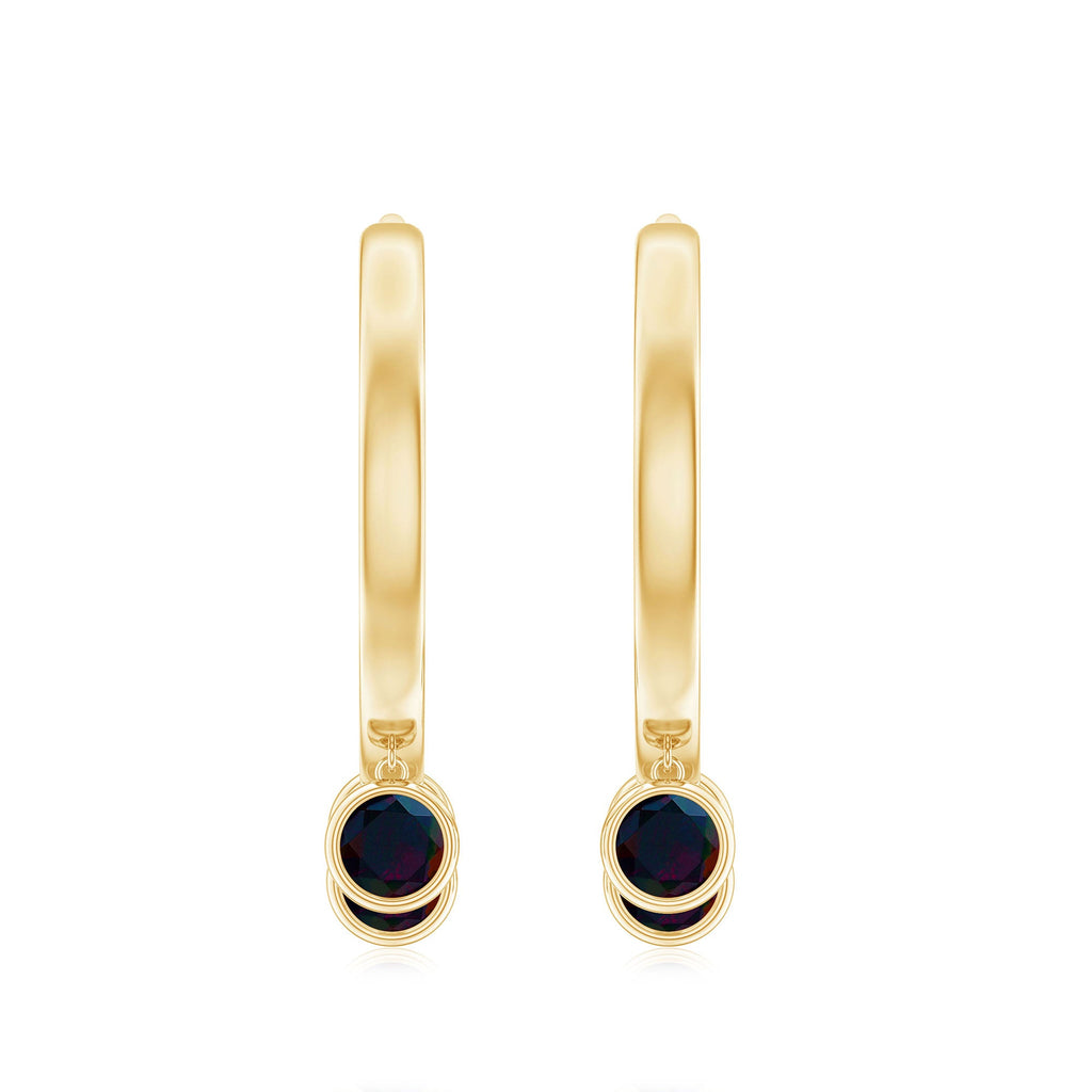 Three Stone Genuine Black Opal Hoop Drop Earrings with Certificate