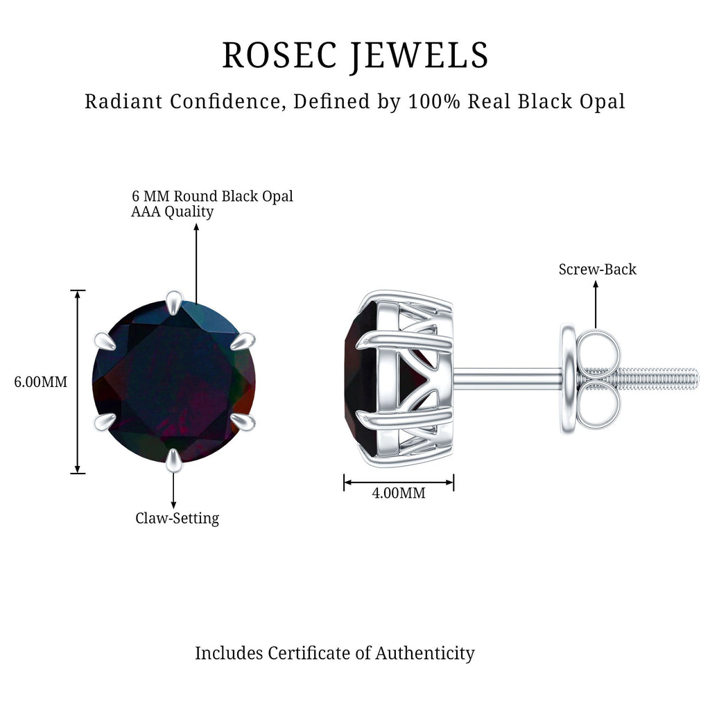 1.6 Carat Claw Set Black Opal Solitaire Stud earrings