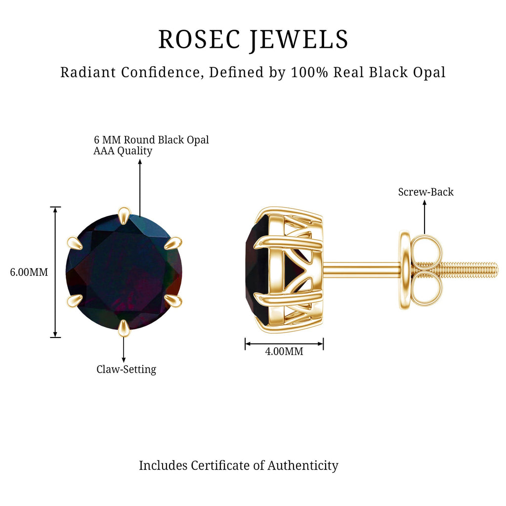1.6 Carat Claw Set Black Opal Solitaire Stud earrings