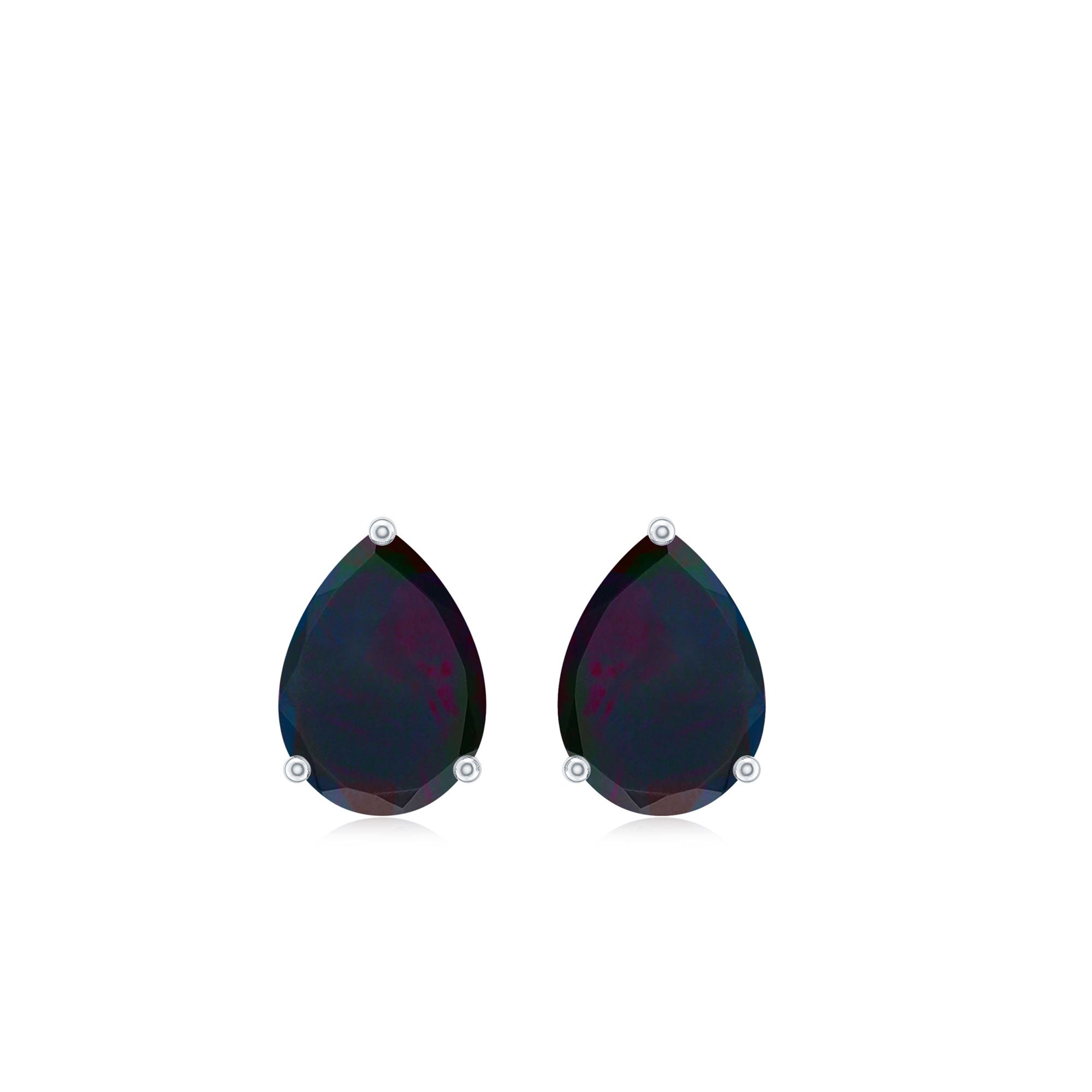 Genuine 1.4 Carat Pear Shaped Black Opal Stud Earrings