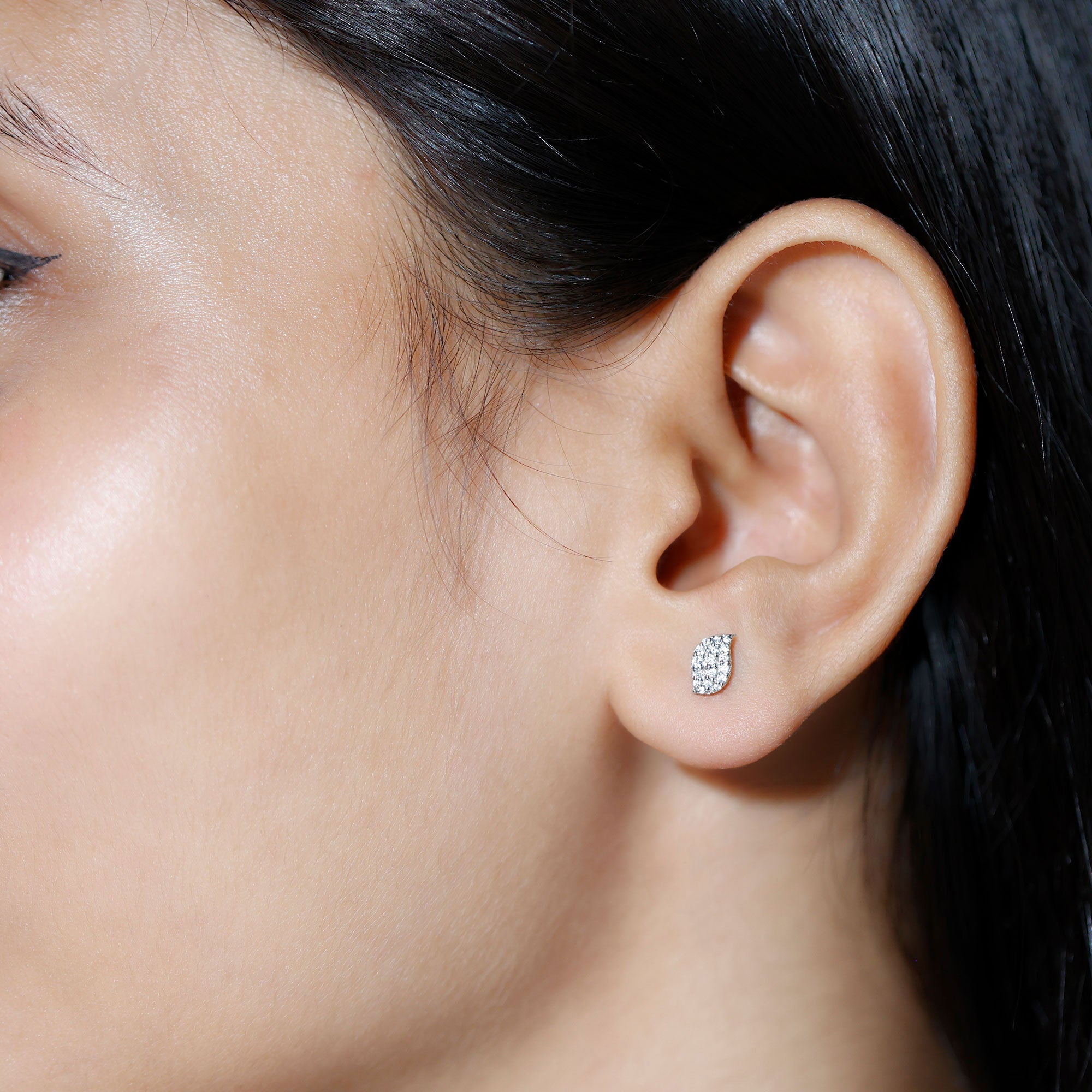 Nature Inspired Diamond Leaf Stud Earrings