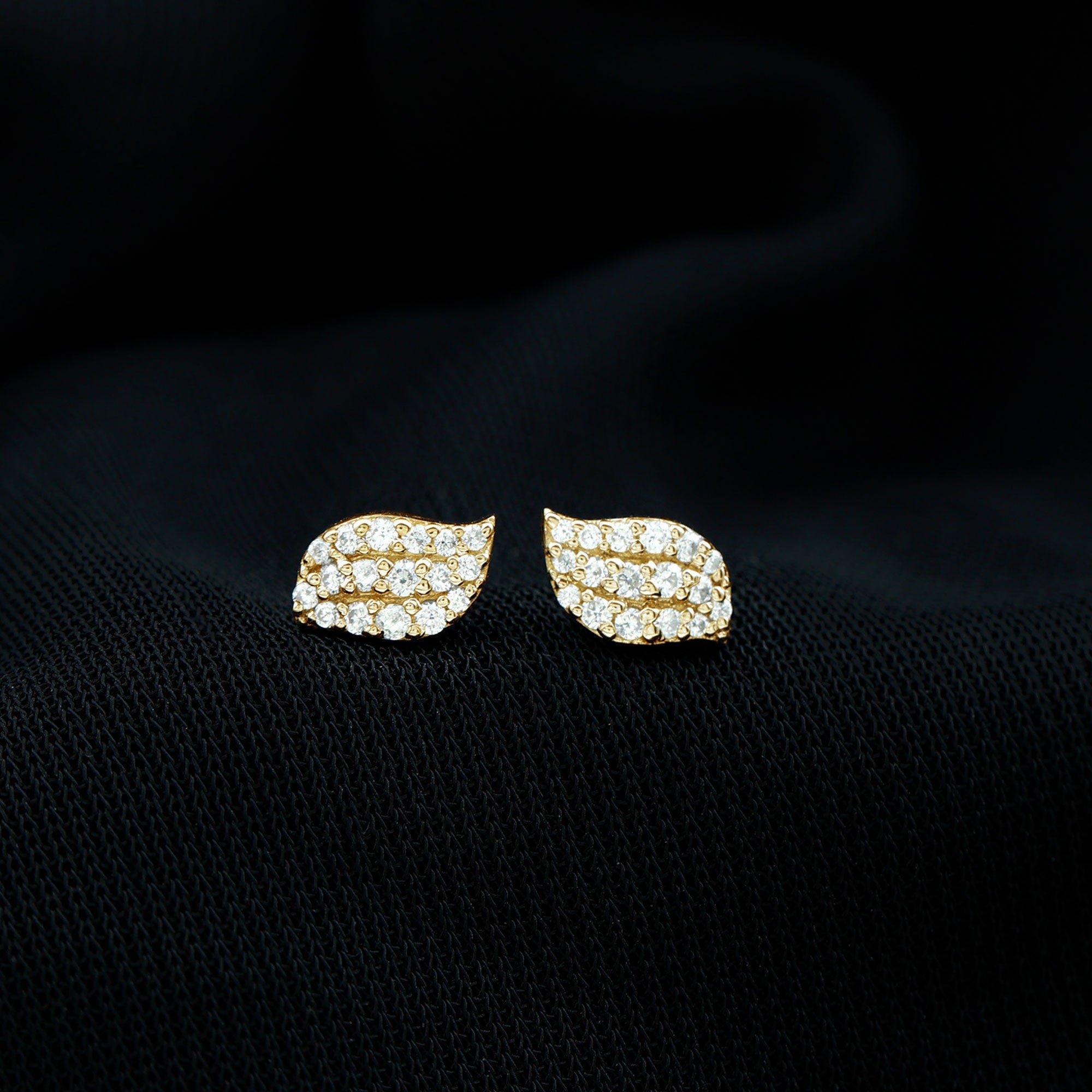 Nature Inspired Diamond Leaf Stud Earrings