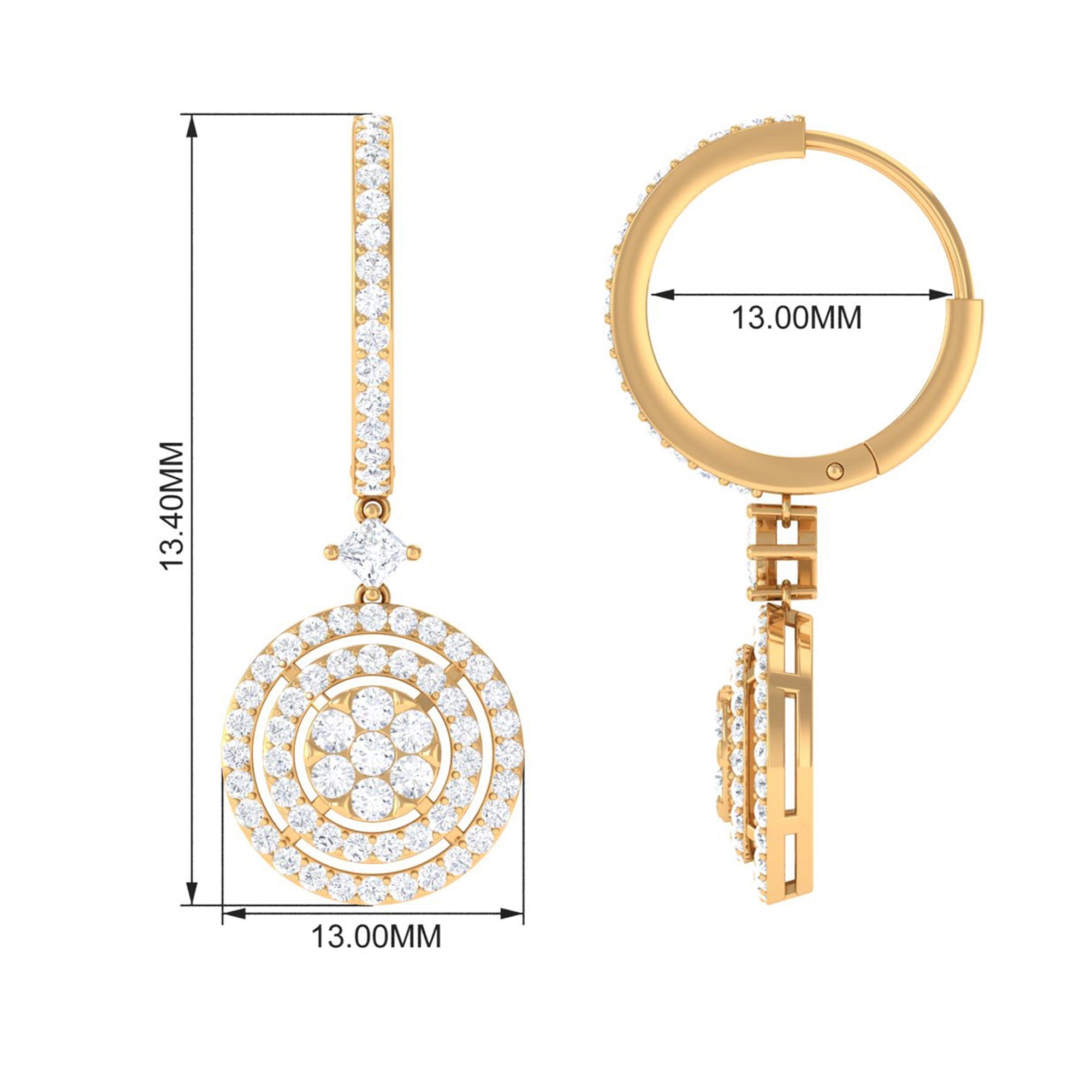Certified Moissanite Drop Hoop Earrings for Women