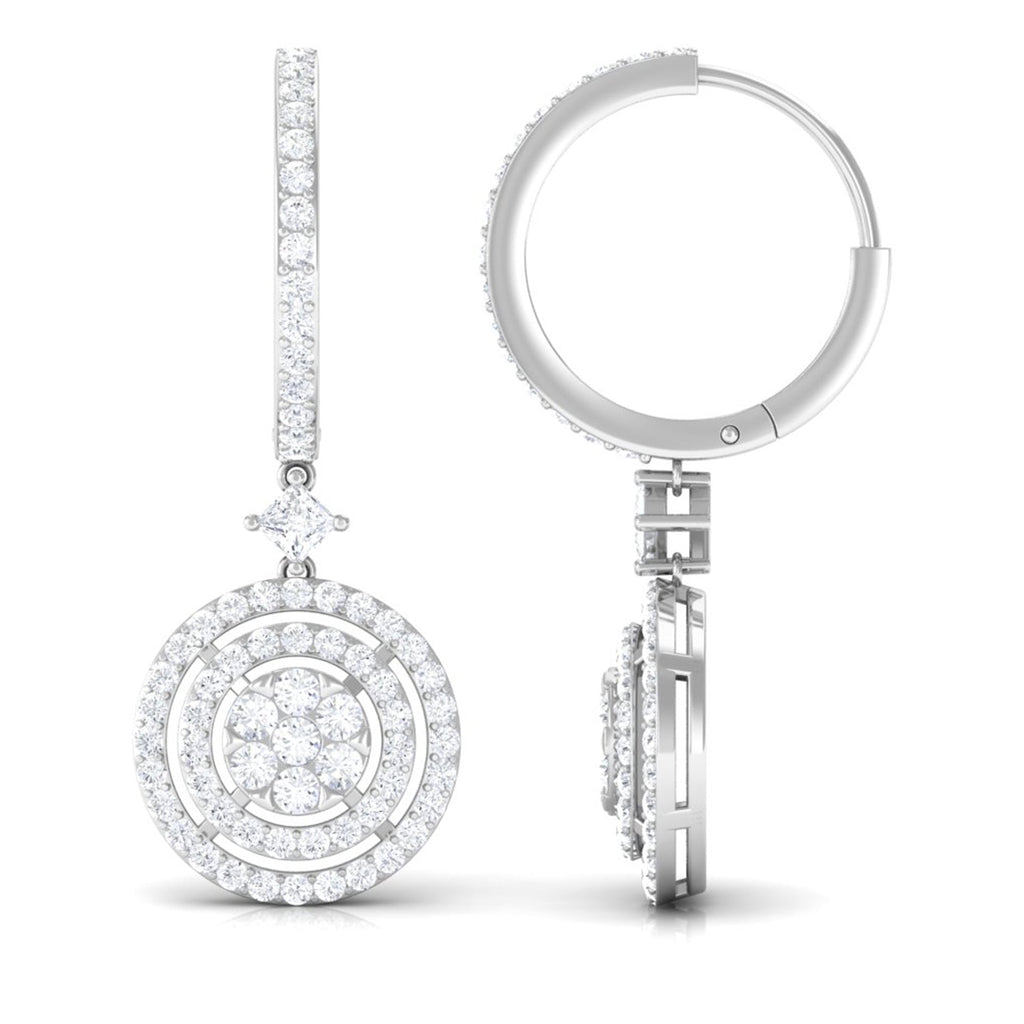 Certified Moissanite Drop Hoop Earrings for Women