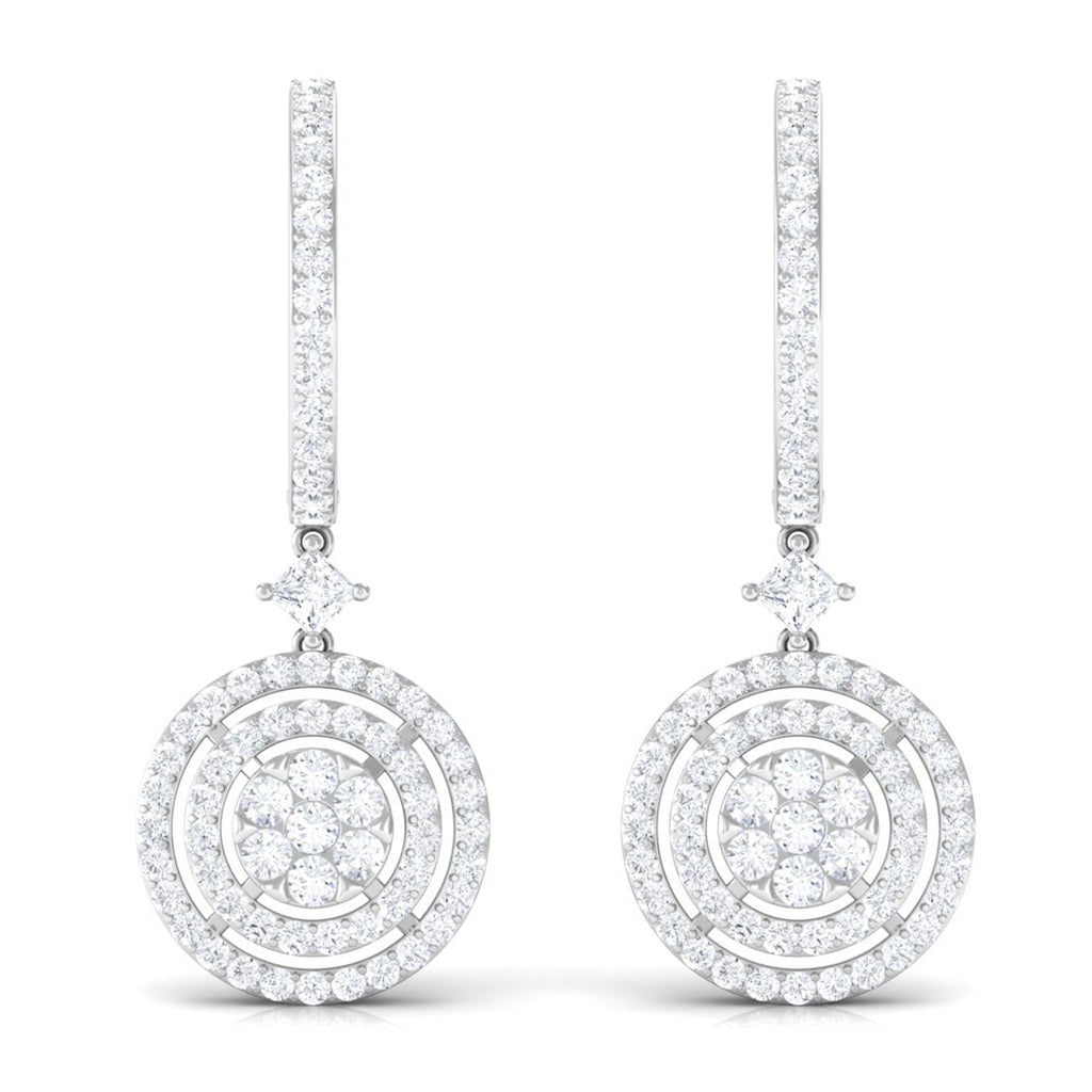 Certified Moissanite Drop Hoop Earrings for Women