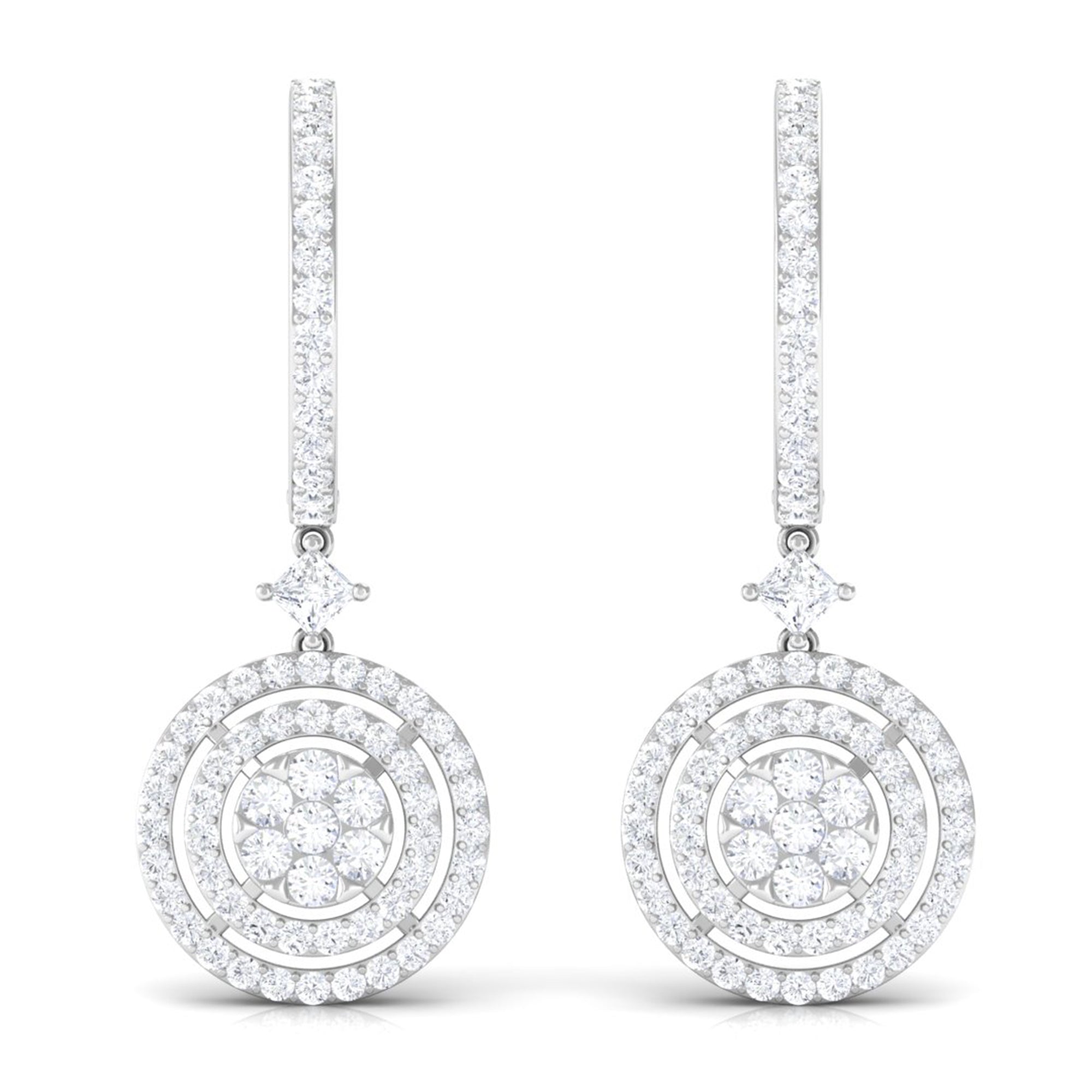 Certified Moissanite Drop Hoop Earrings for Women
