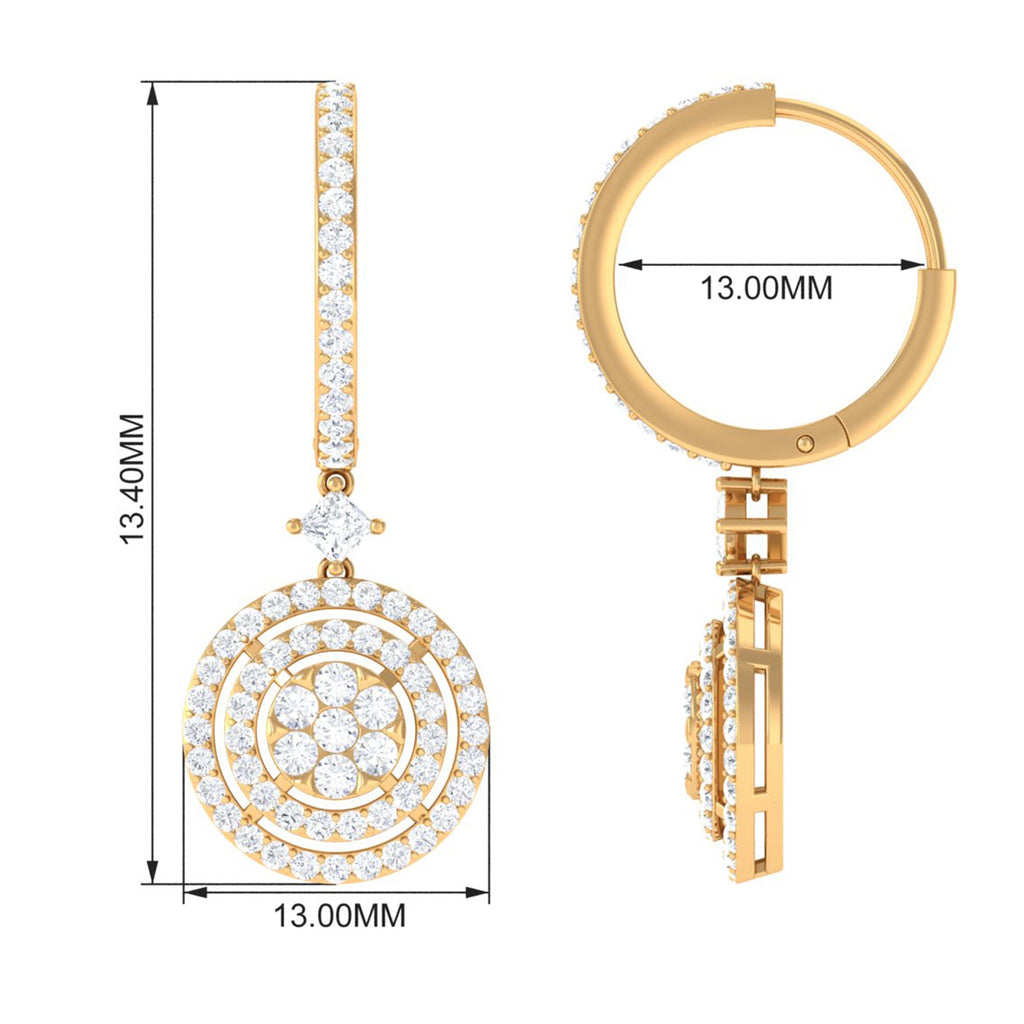 Certified Moissanite Drop Hoop Earrings for Women