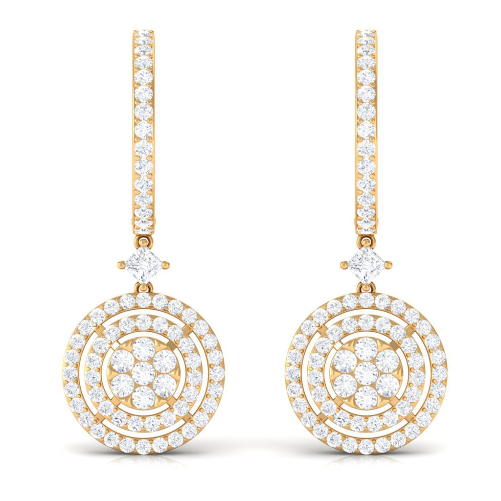 Certified Moissanite Drop Hoop Earrings for Women