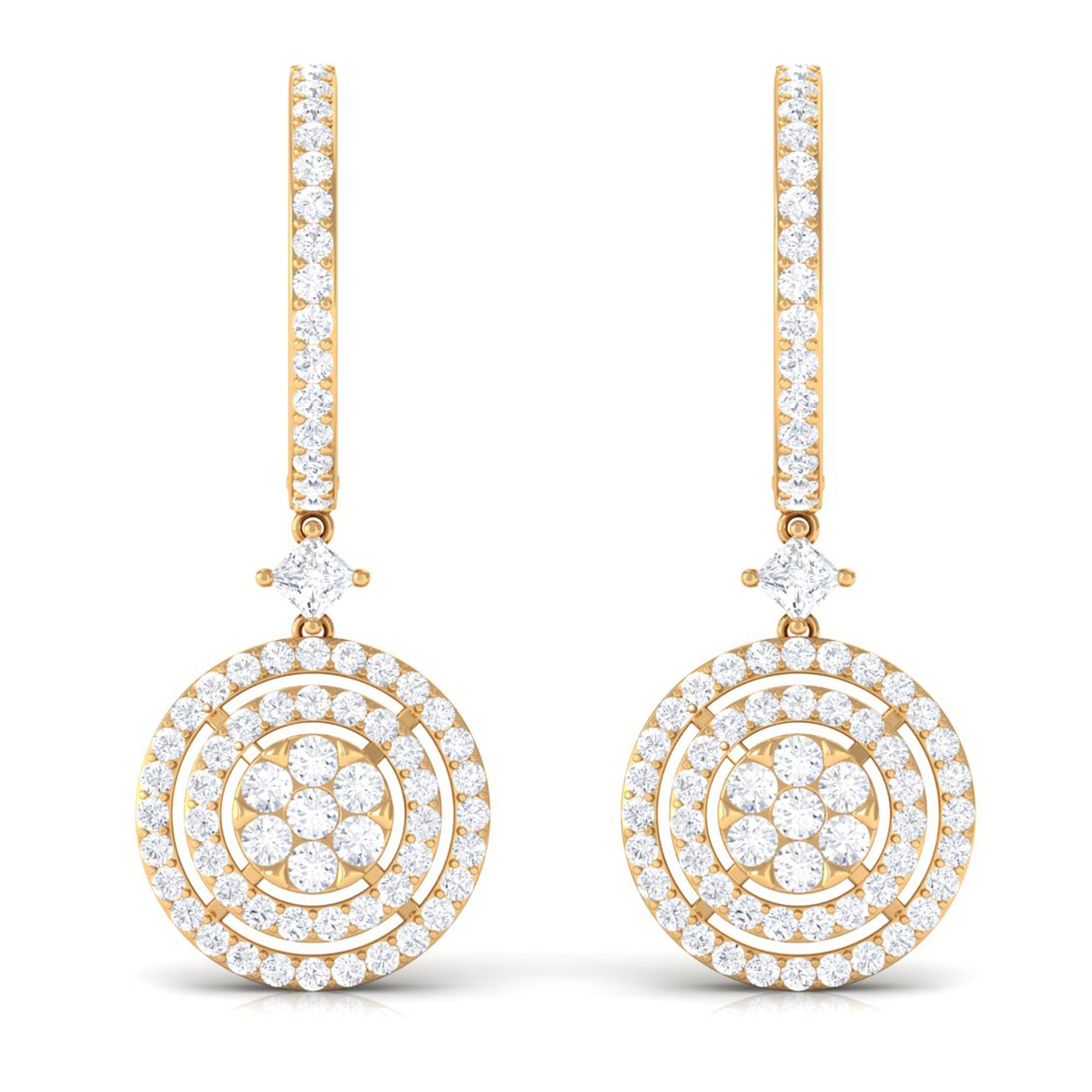 Certified Moissanite Drop Hoop Earrings for Women
