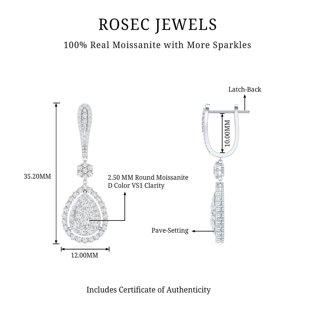 Certified Moissanite Bridal Drop Earrings For Wedding