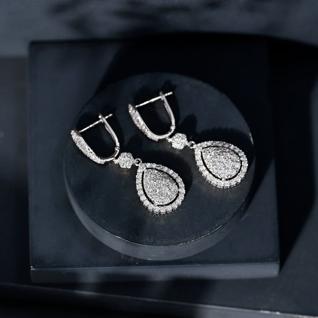 Certified Moissanite Bridal Drop Earrings For Wedding