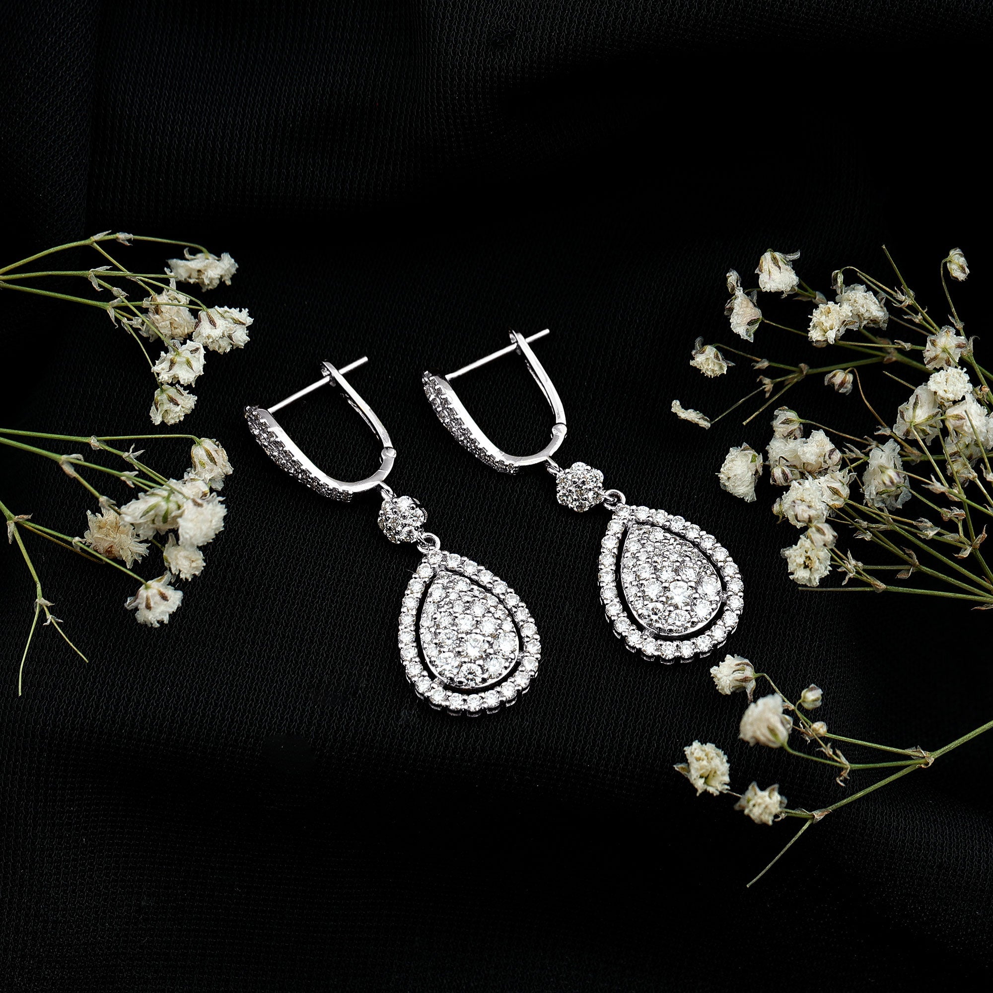 Certified Moissanite Bridal Drop Earrings For Wedding