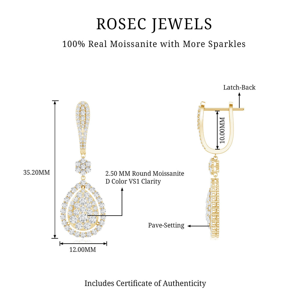 Certified Moissanite Bridal Drop Earrings For Wedding