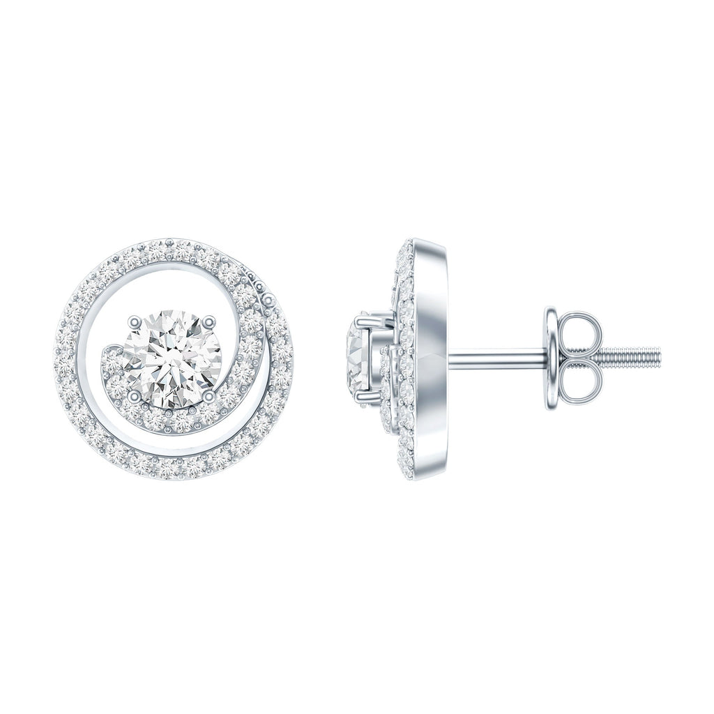 Certified Moissanite Swirl Earrings with Screw Back
