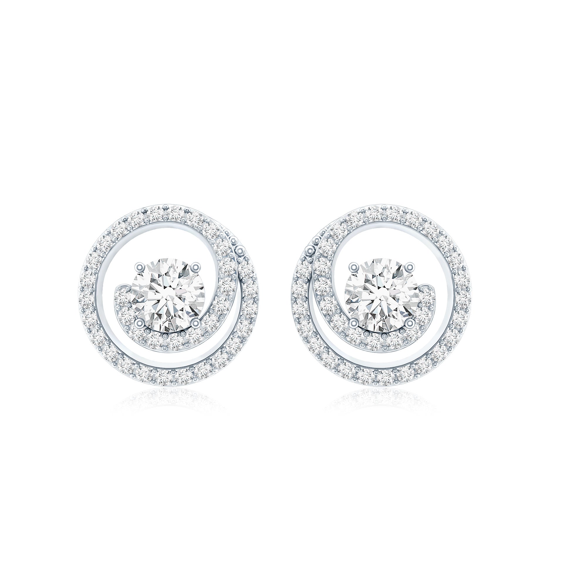 Certified Moissanite Swirl Earrings with Screw Back