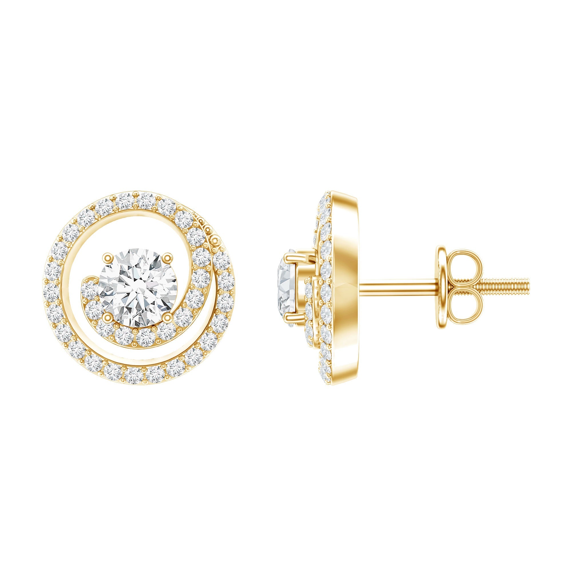Certified Moissanite Swirl Earrings with Screw Back