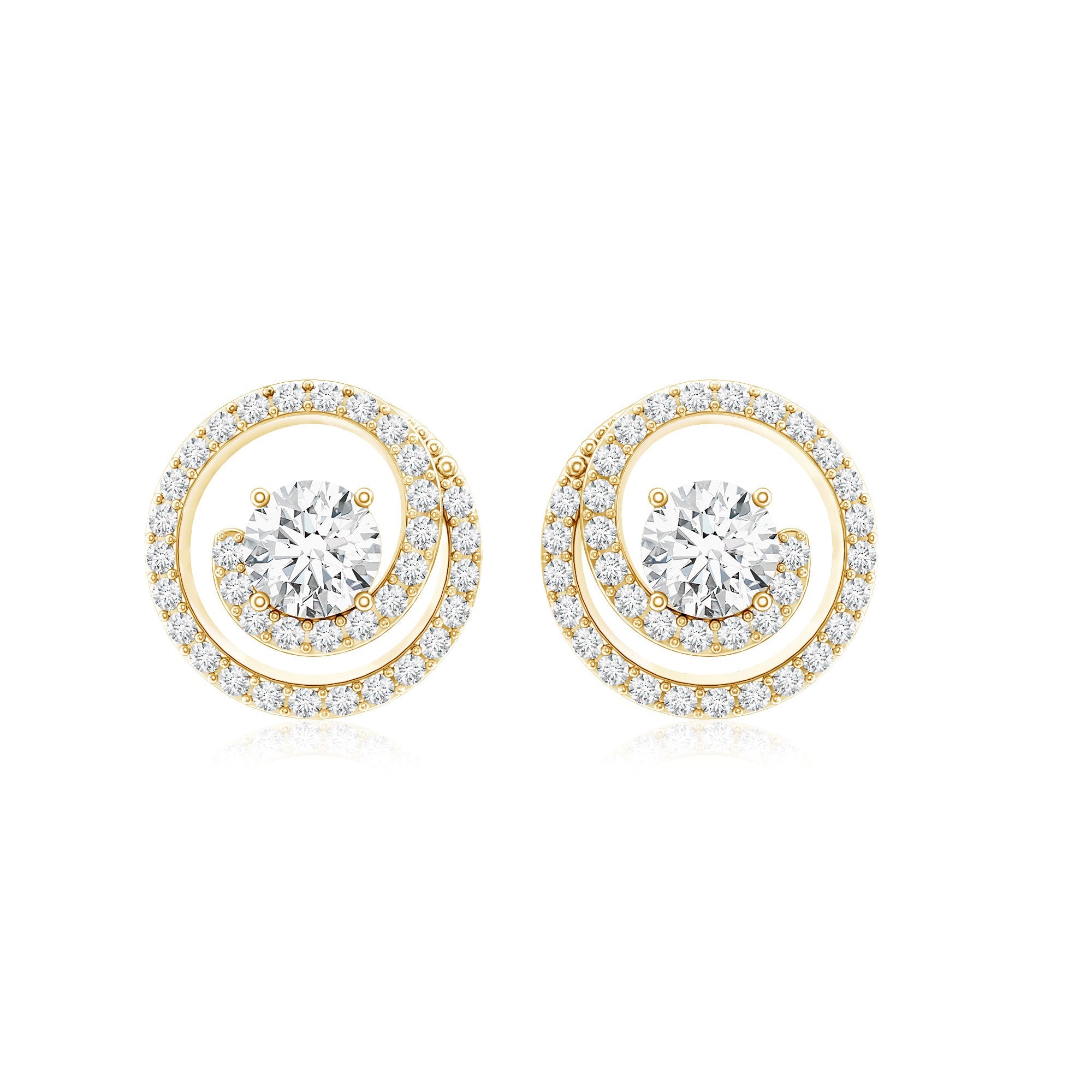 Certified Moissanite Swirl Earrings with Screw Back