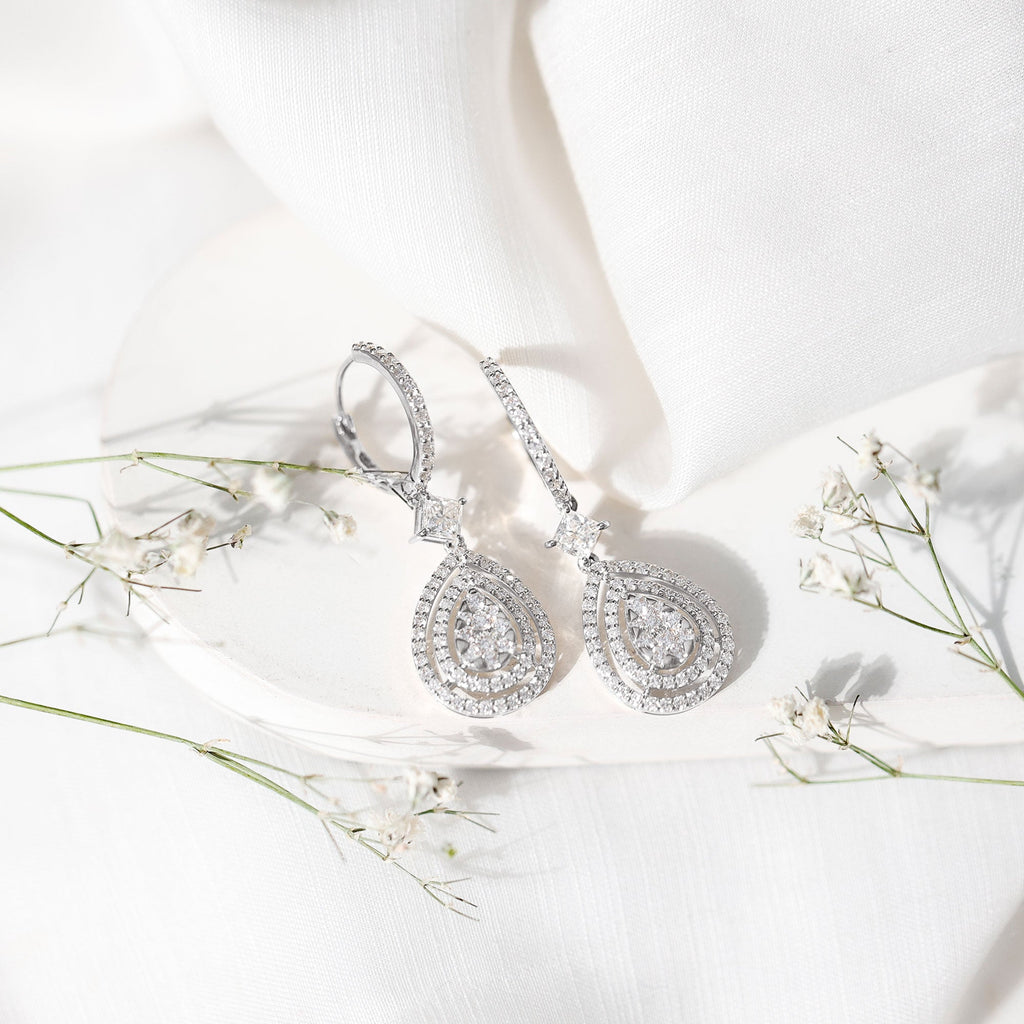 Certified Moissanite Teardrop Hoop Earrings for Women