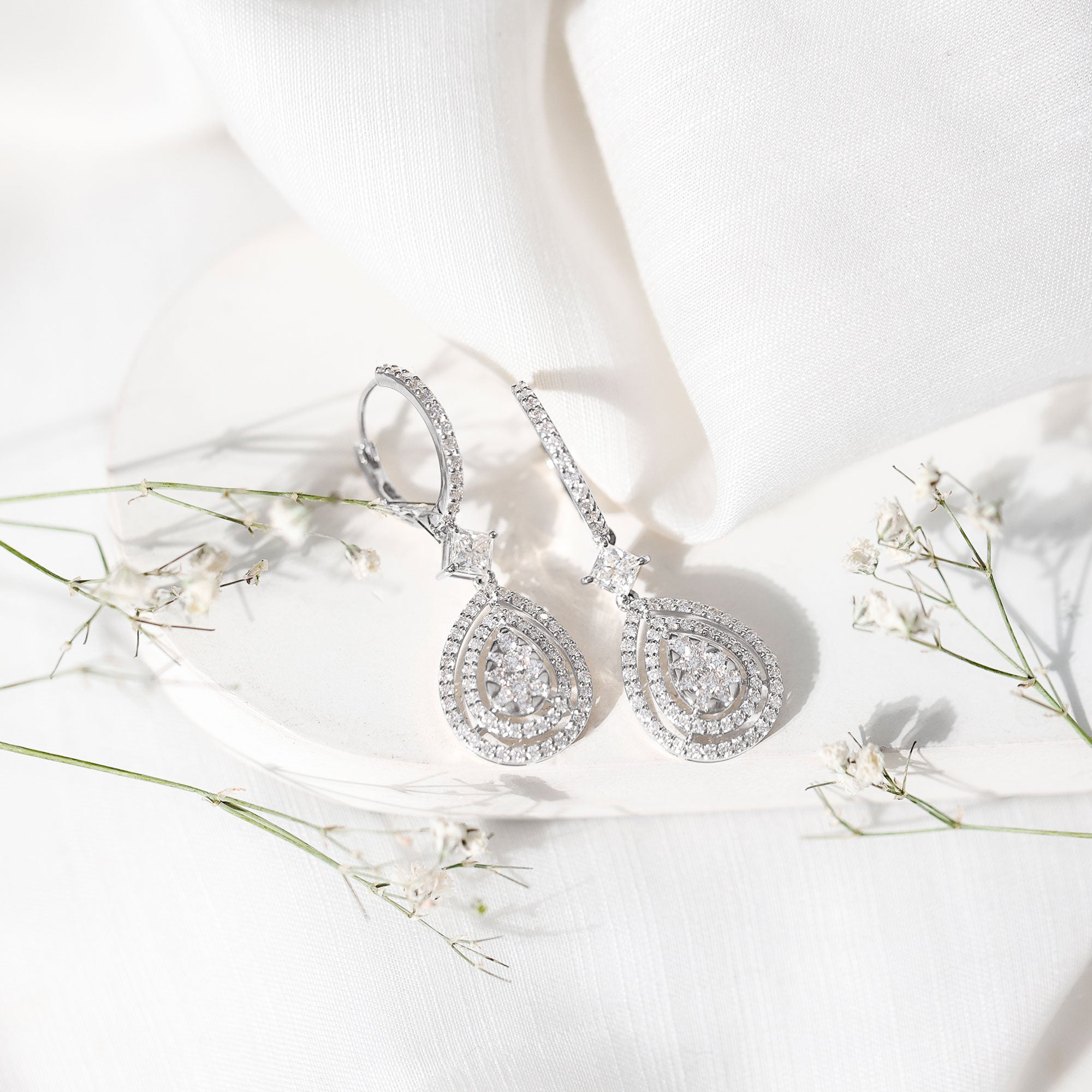 Certified Moissanite Teardrop Hoop Earrings for Women