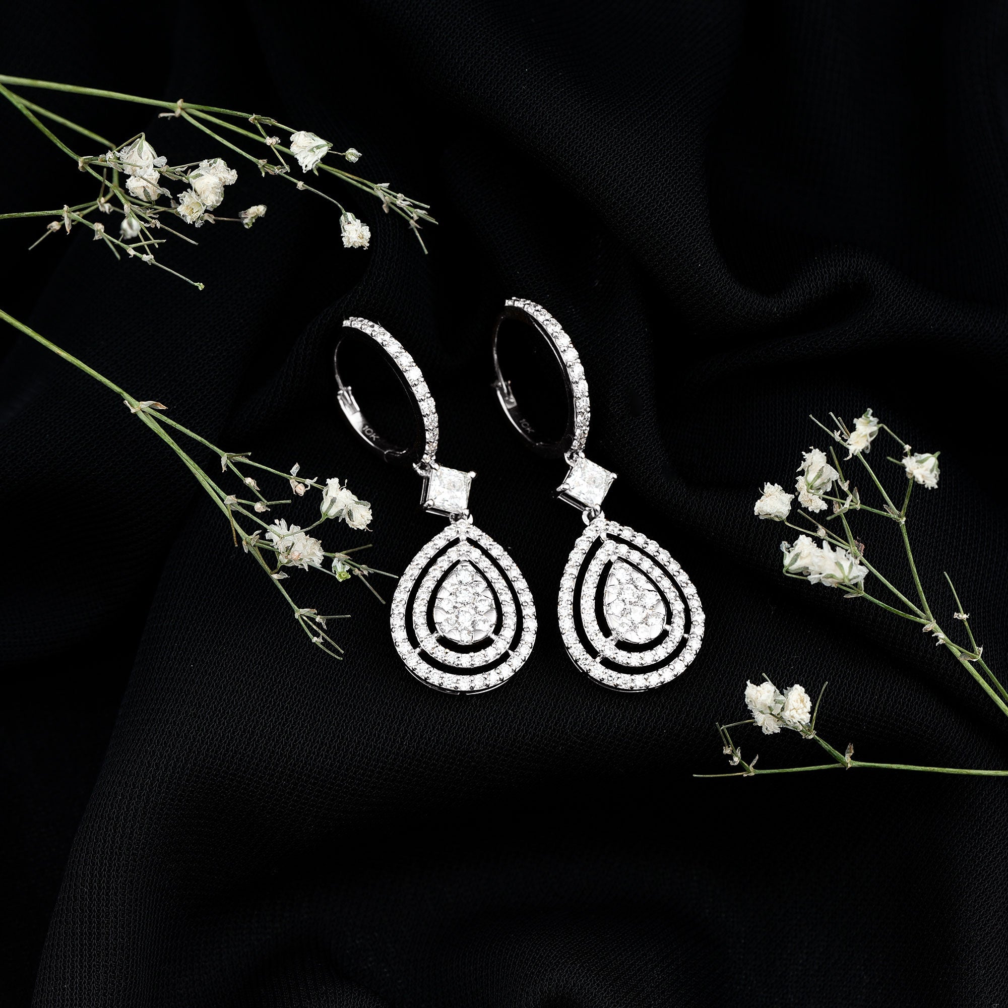 Certified Moissanite Teardrop Hoop Earrings for Women