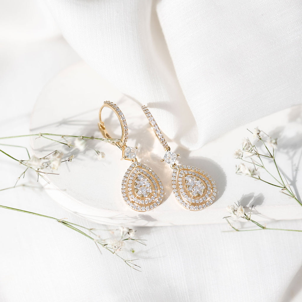 Certified Moissanite Teardrop Hoop Earrings for Women