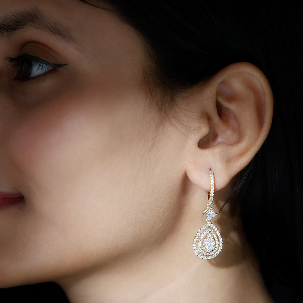 Certified Moissanite Teardrop Hoop Earrings for Women