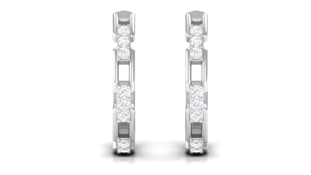 Natural Diamond Half Hoop Earrings with Screw Back