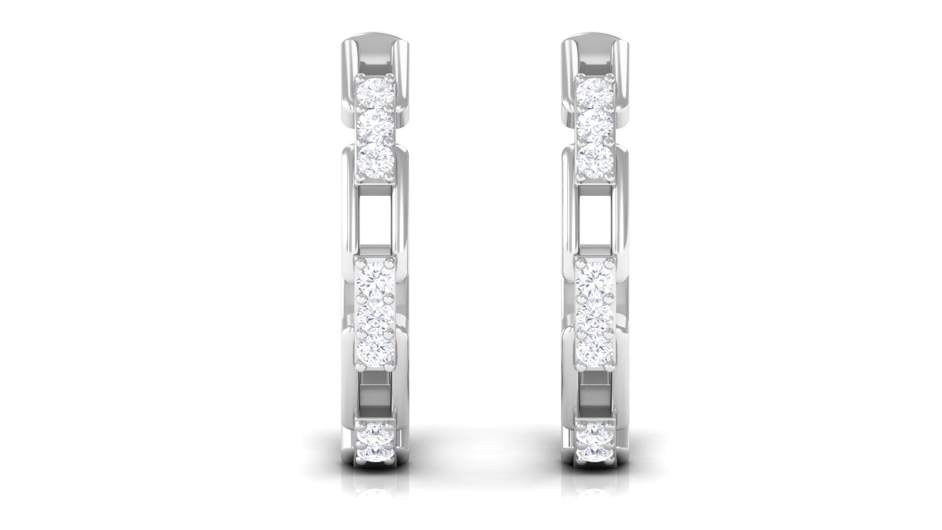 Natural Diamond Half Hoop Earrings with Screw Back