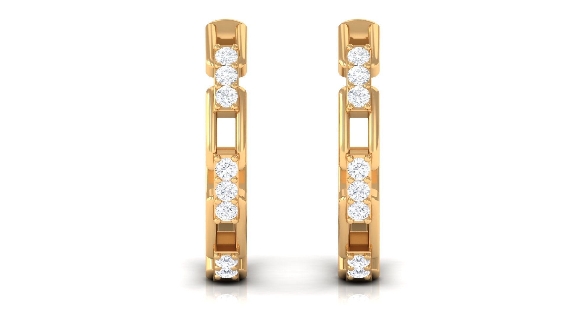 Natural Diamond Half Hoop Earrings with Screw Back